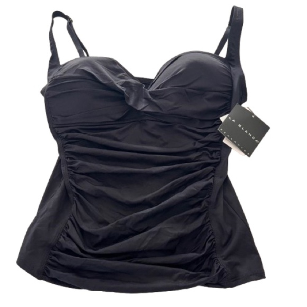 🆕-  La Blanca Black Twist Front Tankini Top Swimsuit. - Picture 3 of 8